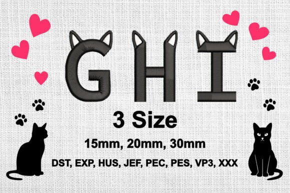 Cat Ears Embroidery Font H I J: Boutique Apparel Review